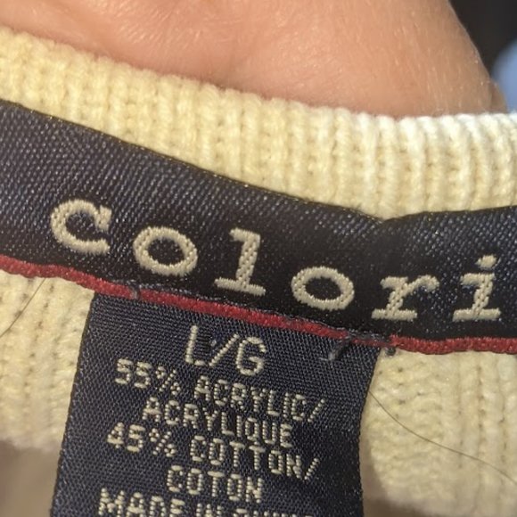 Henley Style Beige Ribbed Sweater Size Large Fits Medium - Picture 4 of 5